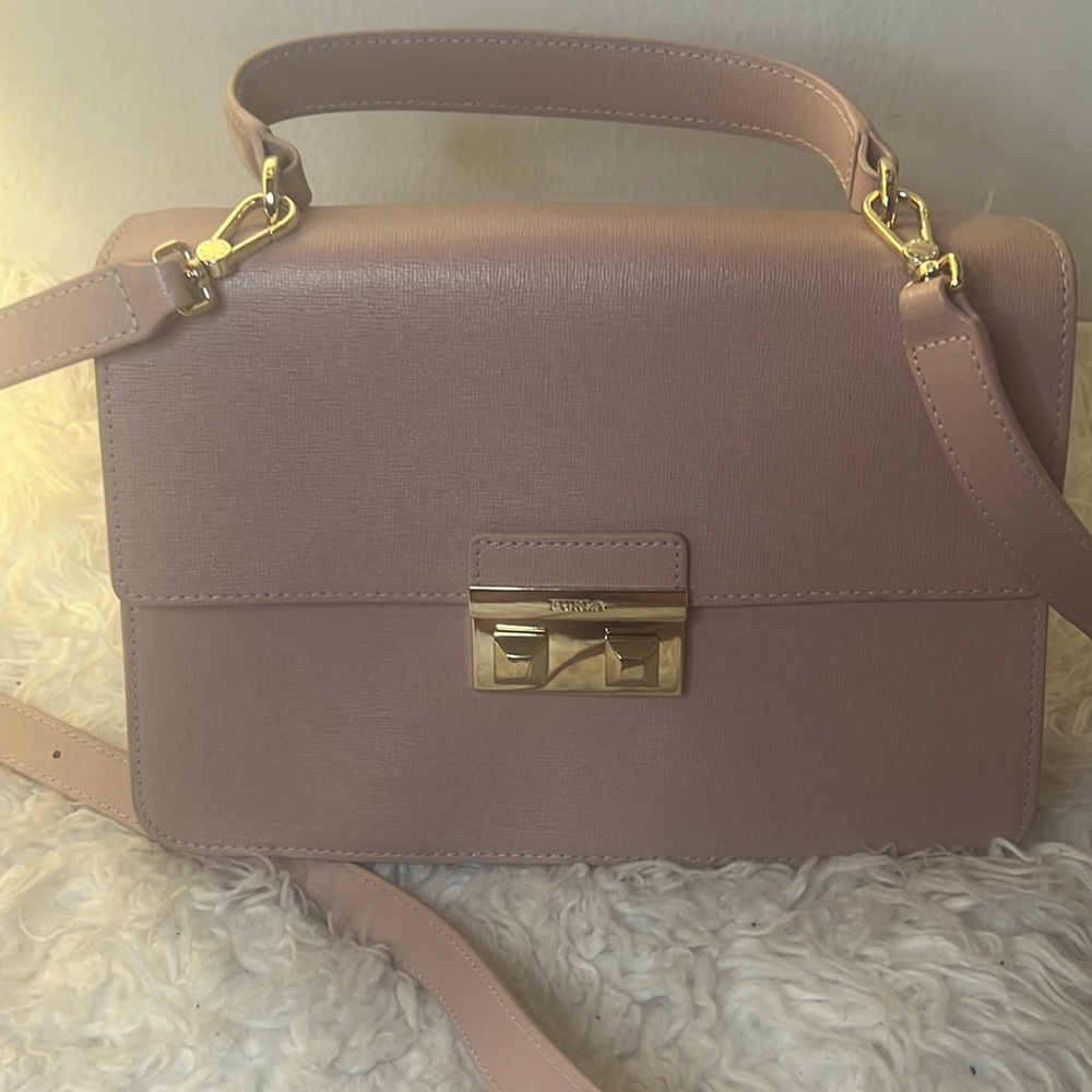 Furla Pink Satchel with Gold Accents